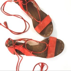 Madewell Red Suede Leather Sandals